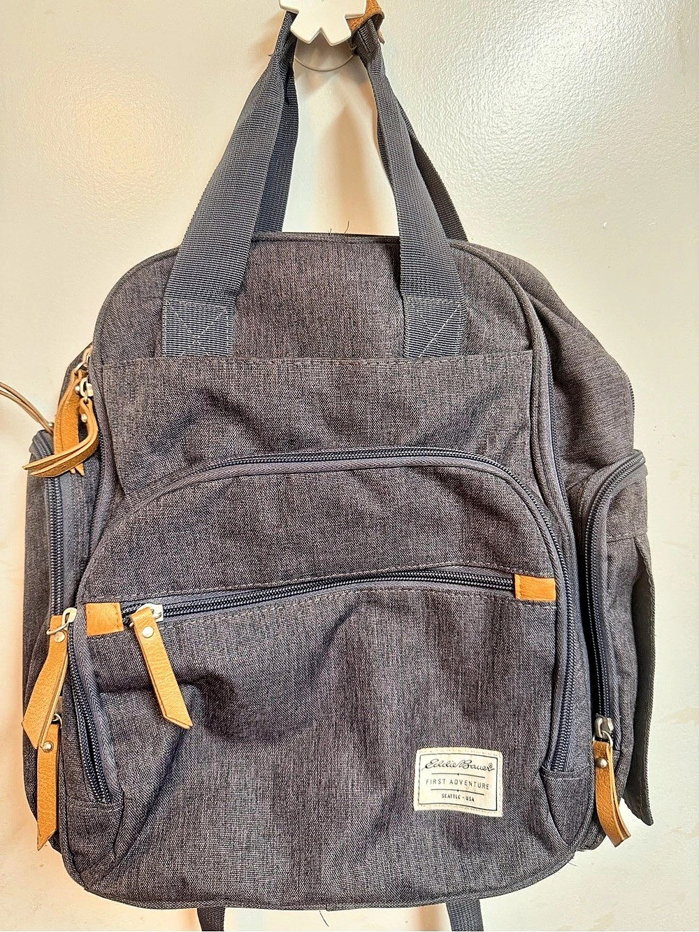 Eddie Bauer First Adventure Backpack Diaper Bag Gray & Black